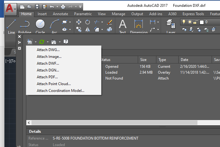 autocad xref display settings